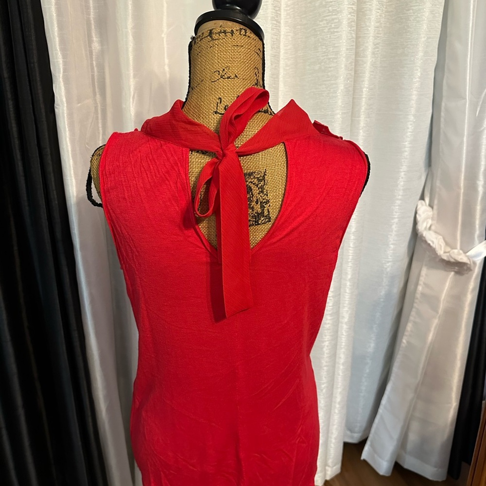 Tahari Red Ruffled Blouse - Picture 4 of 5